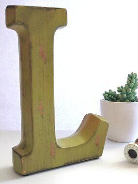 Letter L Ceramic Initial Distressed Look